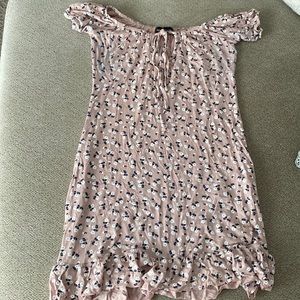 cute flower nude pink dress